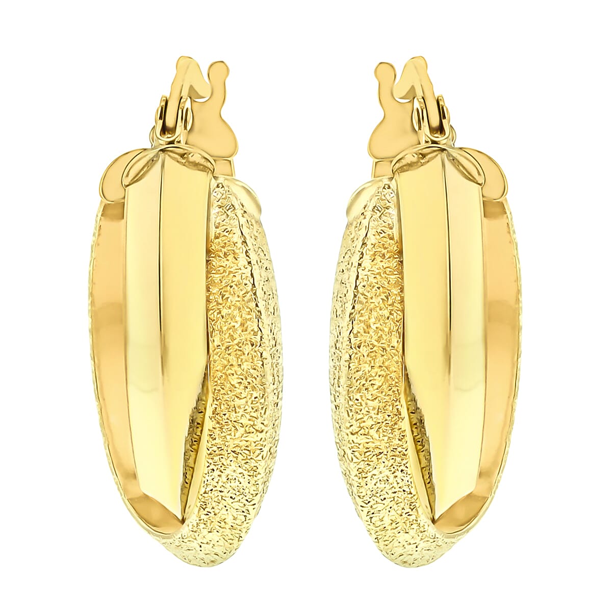 9K Yellow Gold 14mm X 23mm Double Oval Creole Earrings