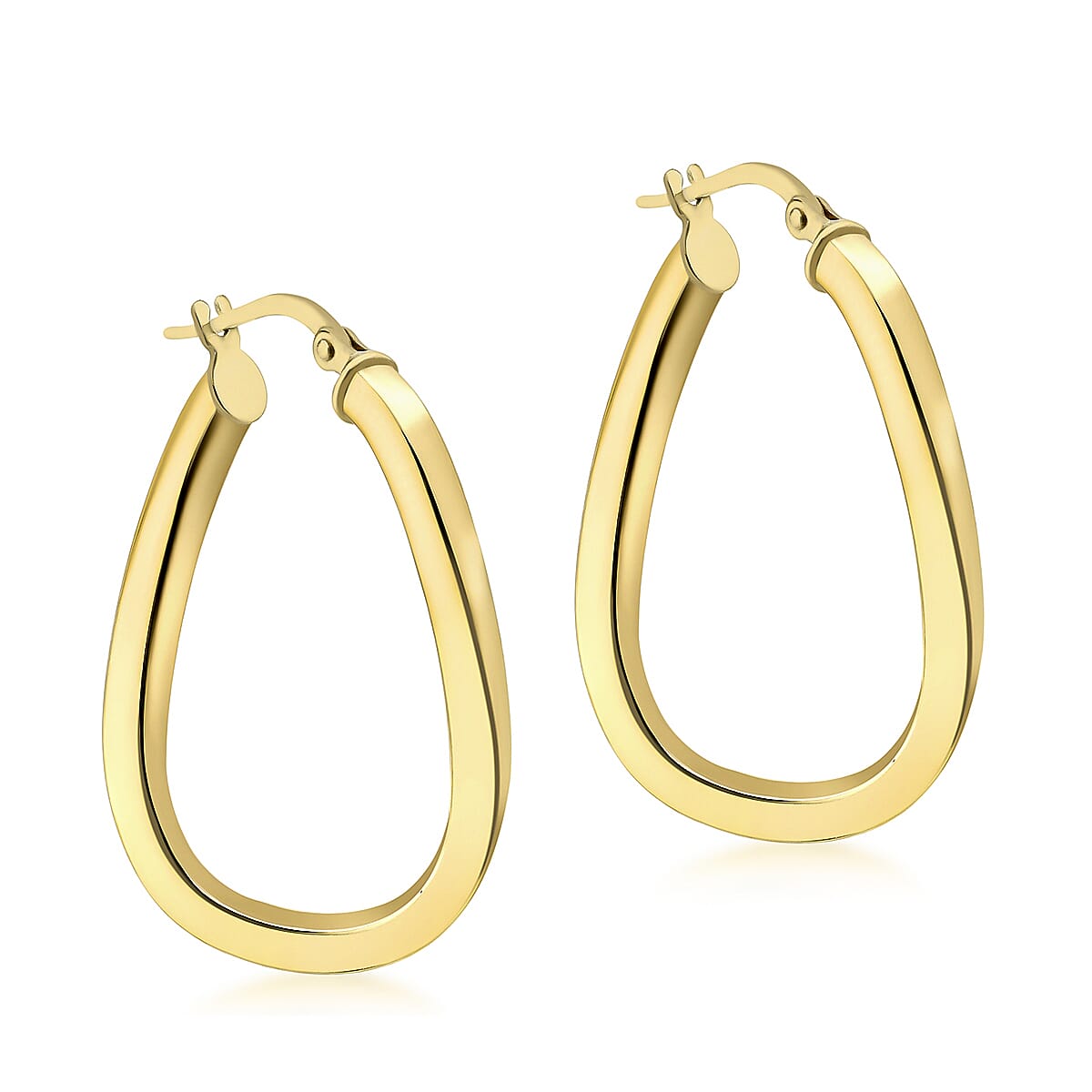 9K Yellow Gold 20mm X 31mm Oval Wave Creole Earrings