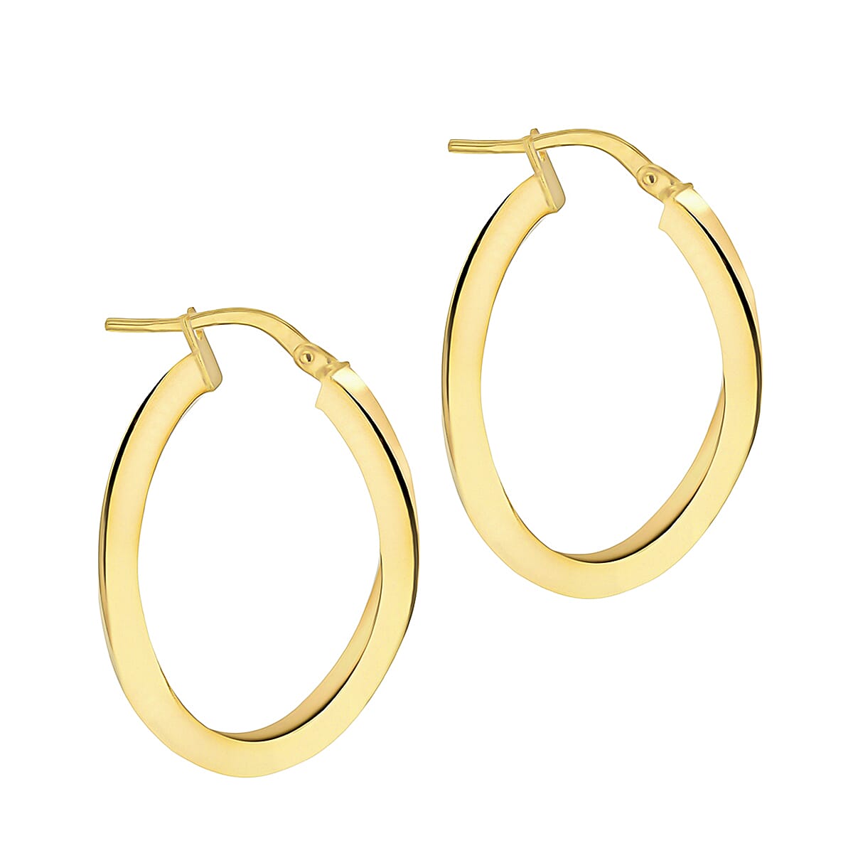 9K Yellow Gold 20mm X 31mm Oval Wave Creole Earrings