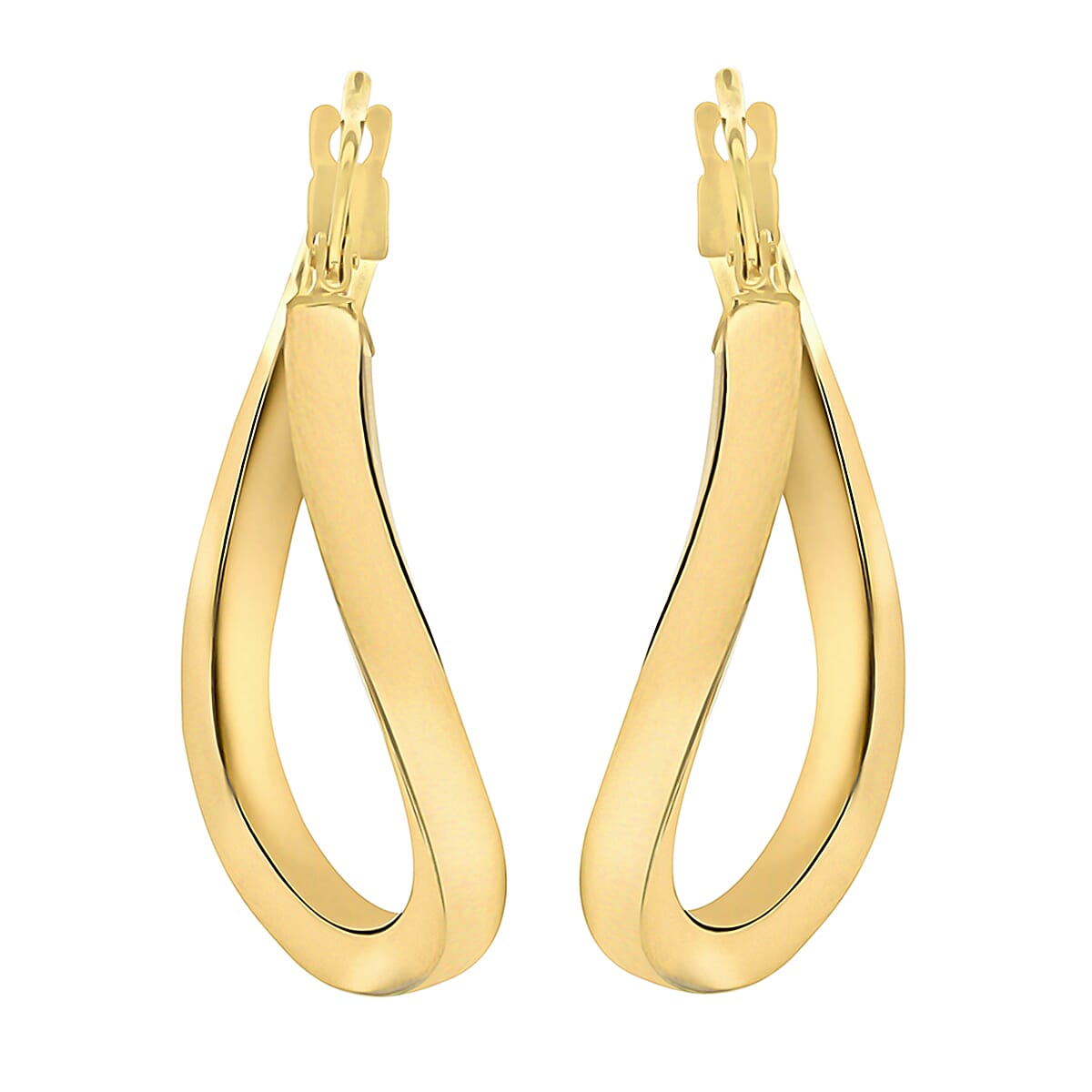9K Yellow Gold 20mm X 31mm Oval Wave Creole Earrings
