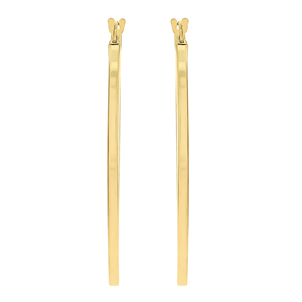 9K Yellow Gold 21mm X 36mm Square Tube Oval Creole Earrings
