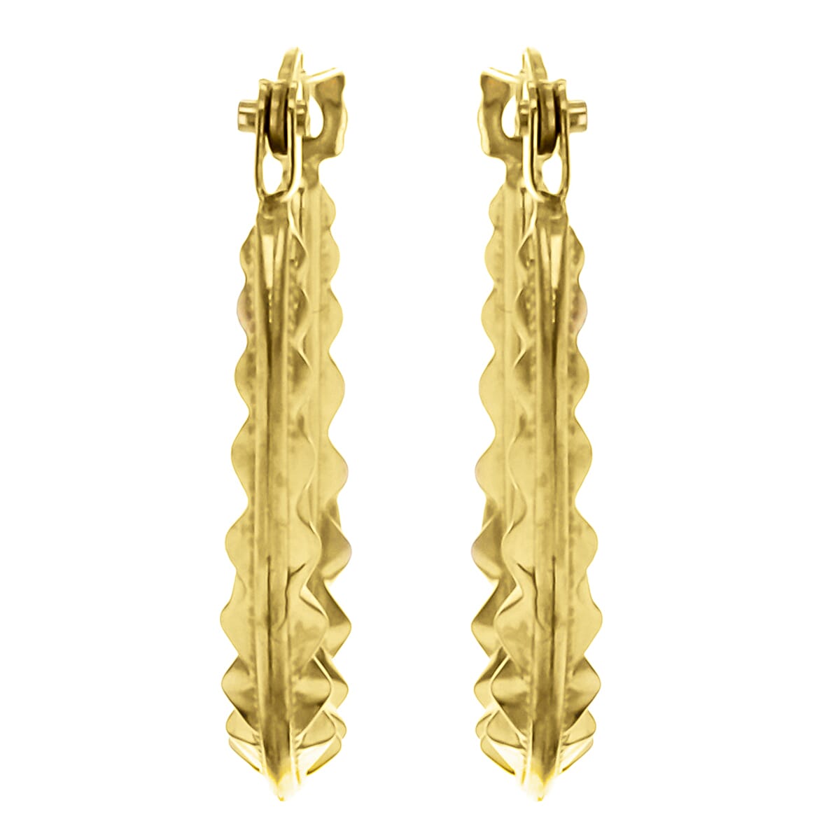 9K Yellow Gold 14mm X 17mm Patterned Creole Earrings