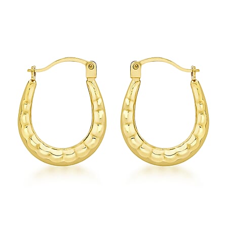 9K Yellow Gold 12mm X 15mm Patterned Creole Earrings 9K Yellow Gold 12mm X 15mm Patterned Creole Earrings