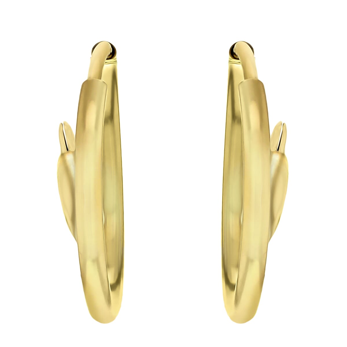 9K Yellow Gold 17mm Hoop With Dolphin Earrings