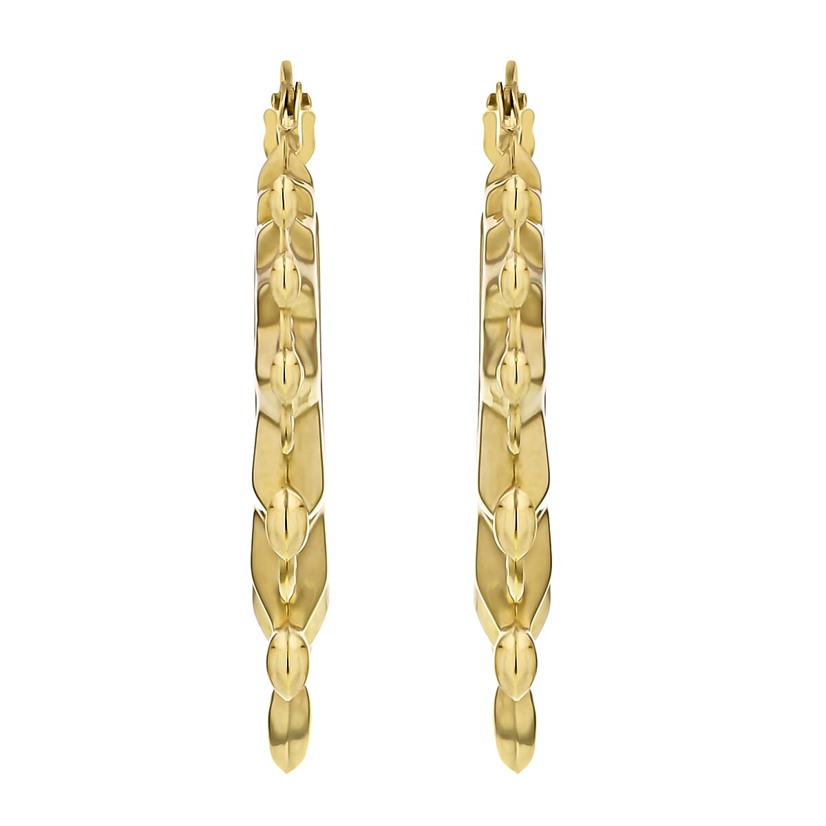 9K Yellow Gold 28mm X 27.5mm Hollow Patterned Creole Earrings