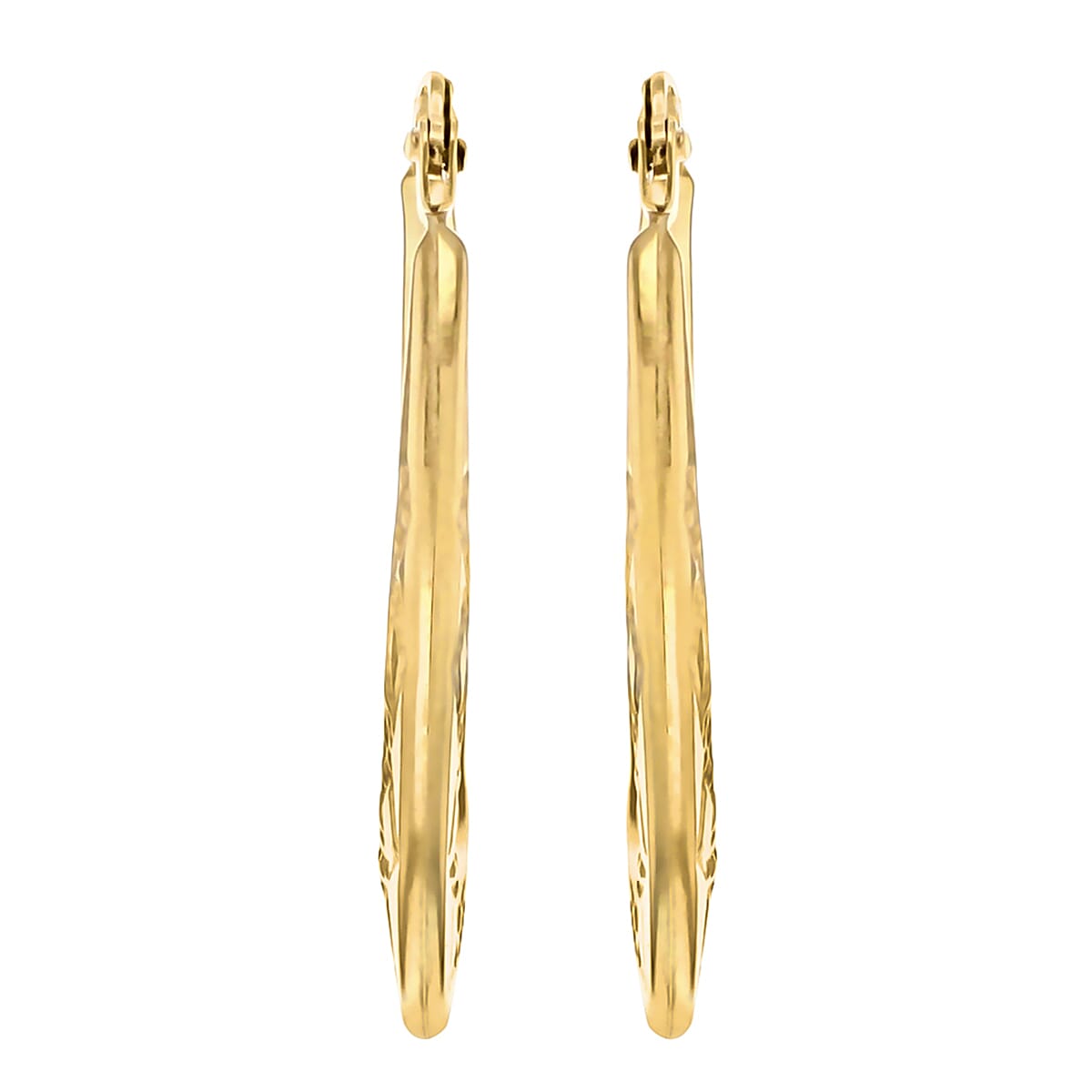 9K Yellow Gold 19mm X 26mm Patterned Oval Creole Earrings