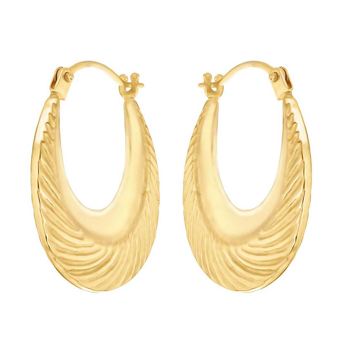 9K Yellow Gold 16mm X 20mm Patterned Creole Earrings