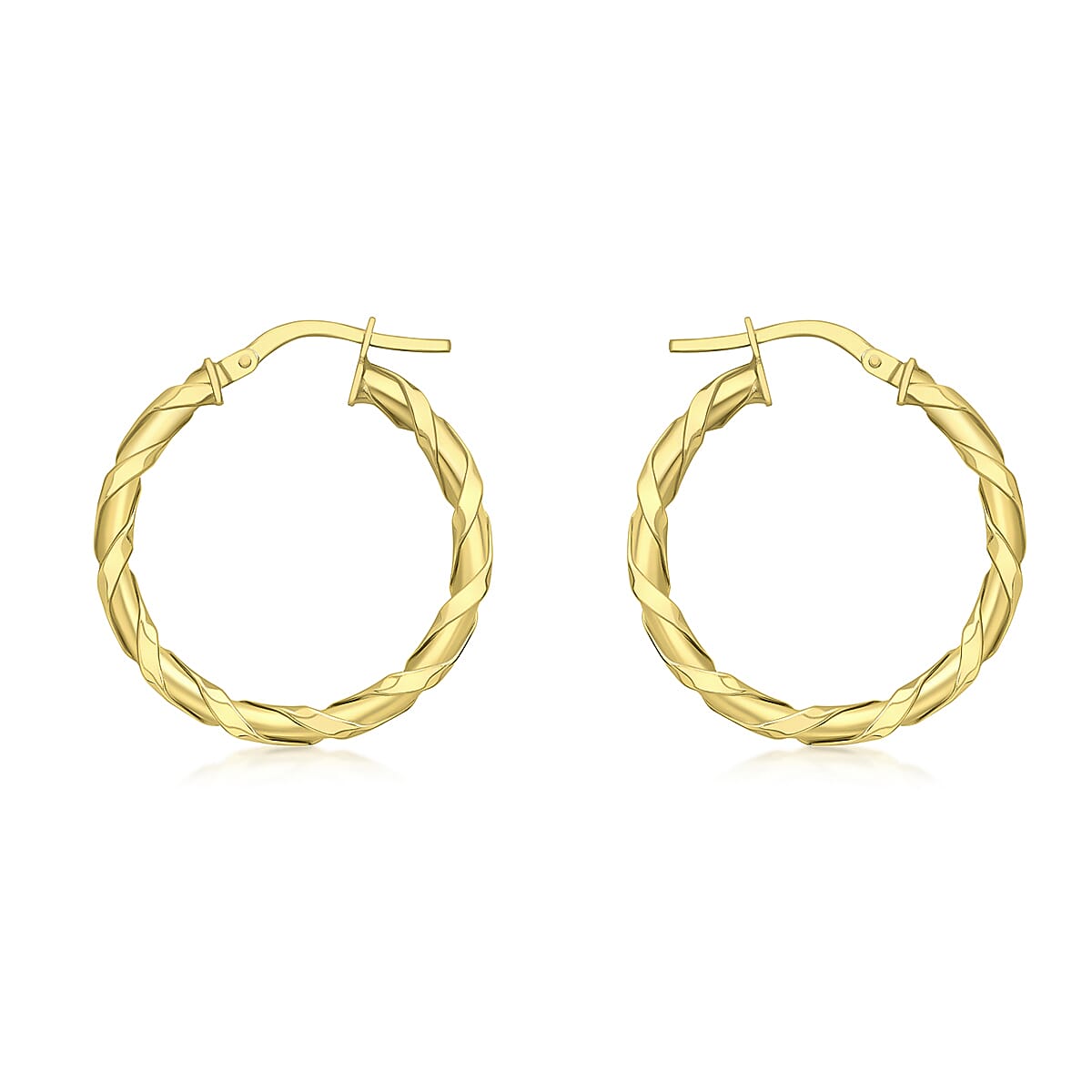 9K Yellow Gold 25mm Twist Hoop Creole Earrings