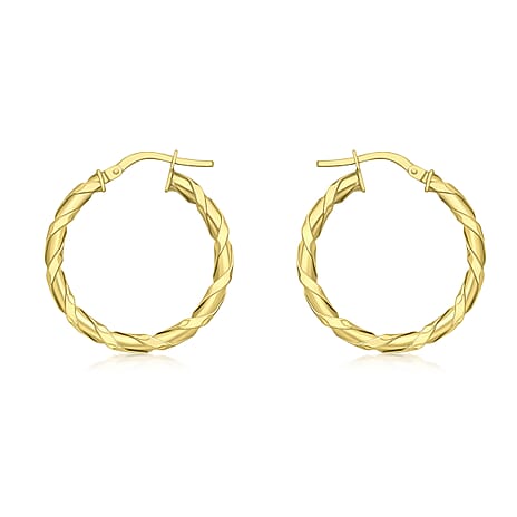 9K Yellow Gold 25mm Twist Hoop Creole Earrings