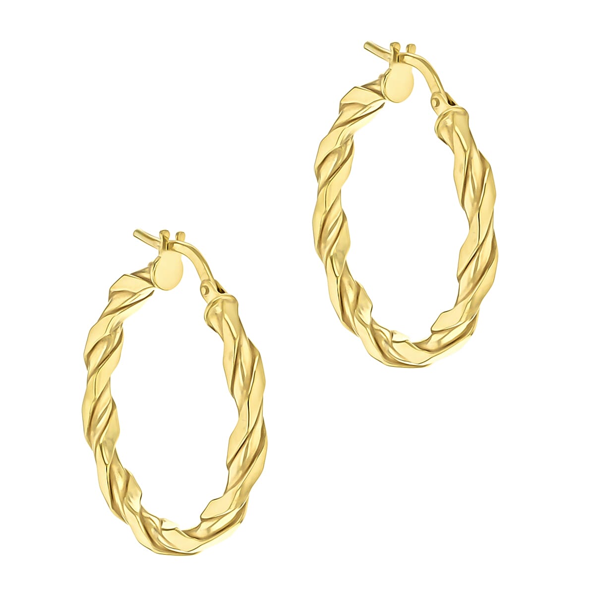 9K Yellow Gold 25mm Twist Hoop Creole Earrings