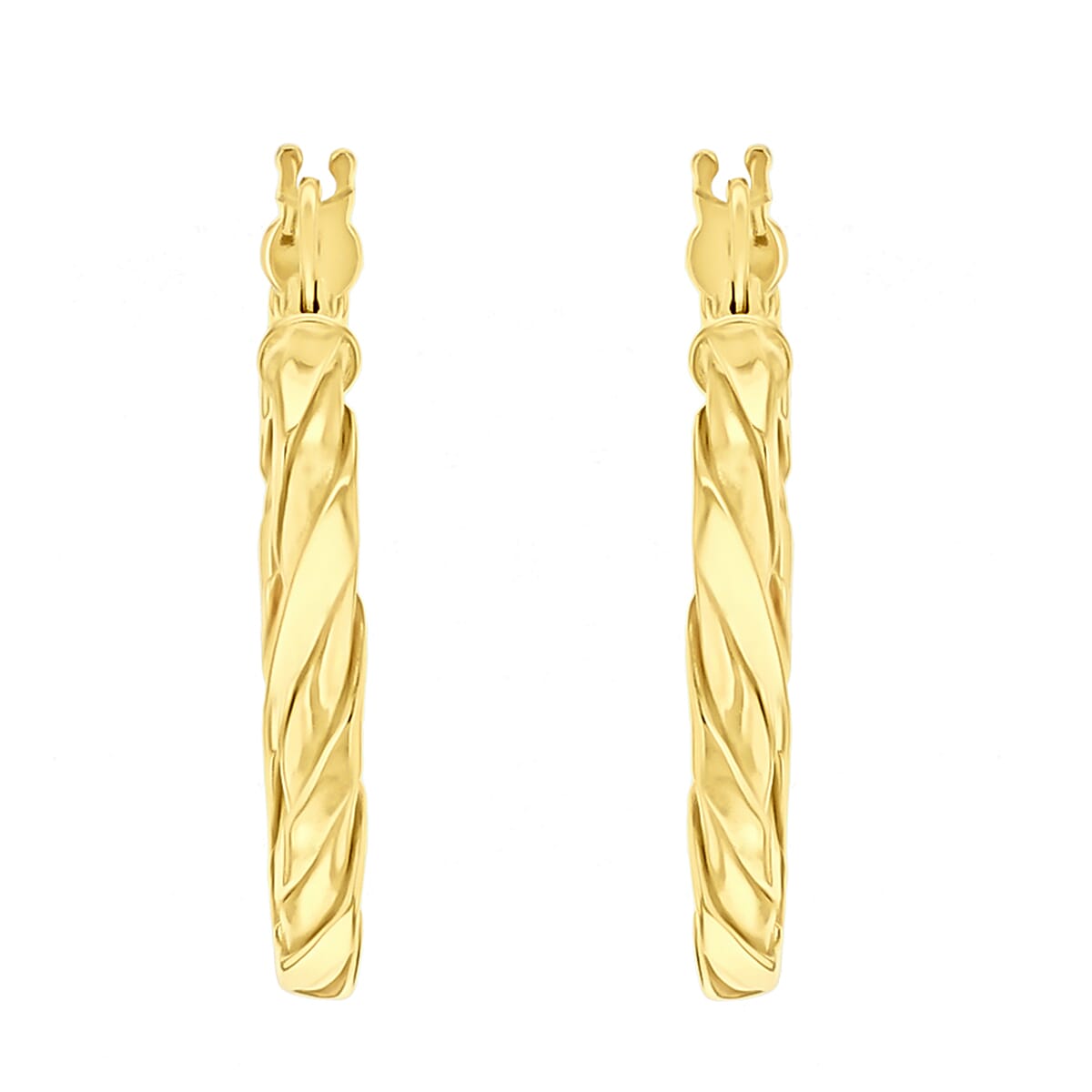 9K Yellow Gold 25mm Twist Hoop Creole Earrings