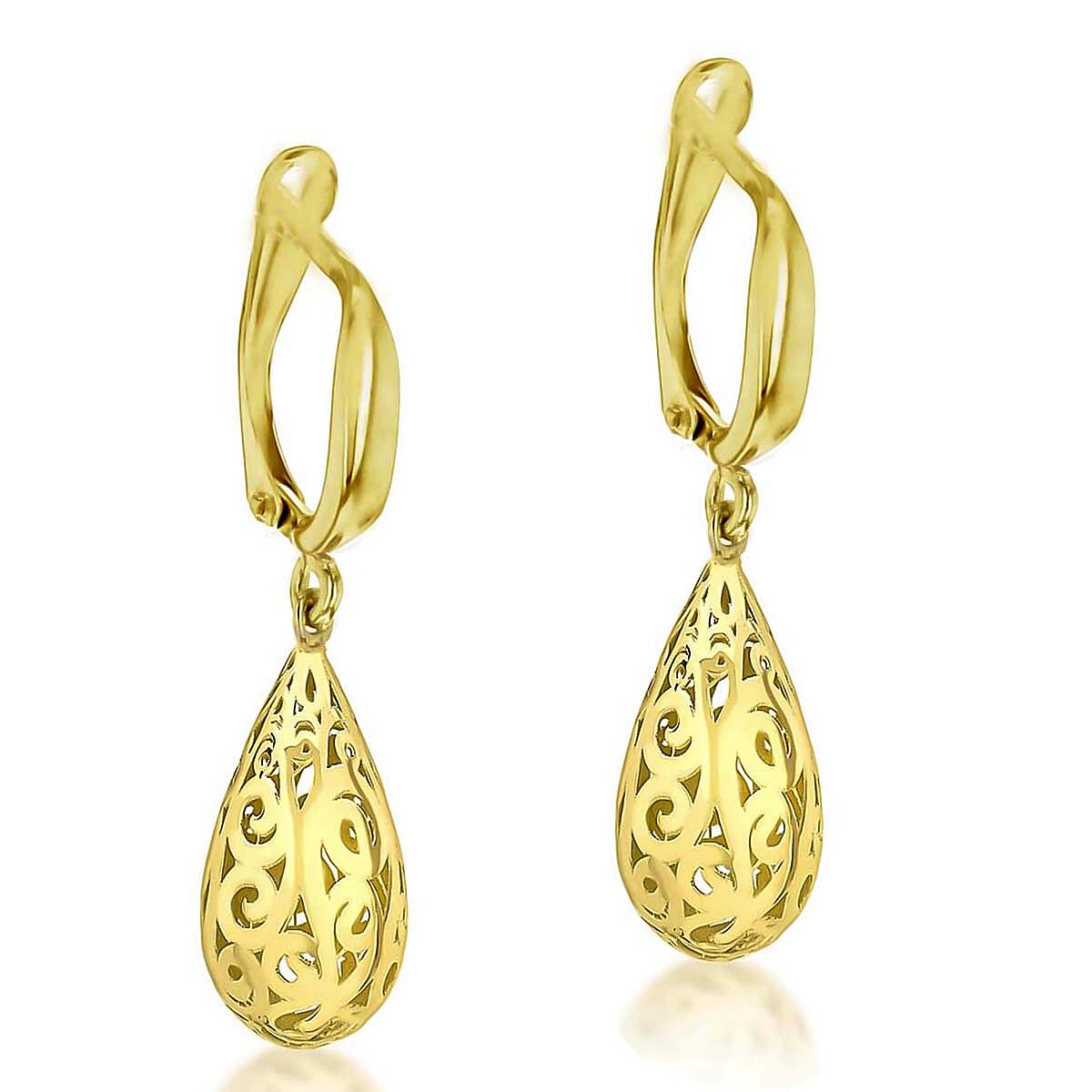 9K Yellow Gold 9mm X 31.5mm Teardrop Earrings