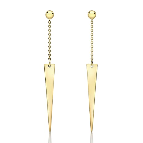 9K Yellow Gold 4mm X 41mm Triangle And Trace Chain Drop Earrings