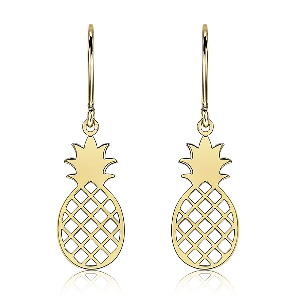 9K Yellow Gold 6mm X 24mm Pineapple Drop Earrings
