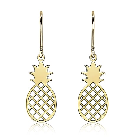 9K Yellow Gold 6mm X 24mm Pineapple Drop Earrings