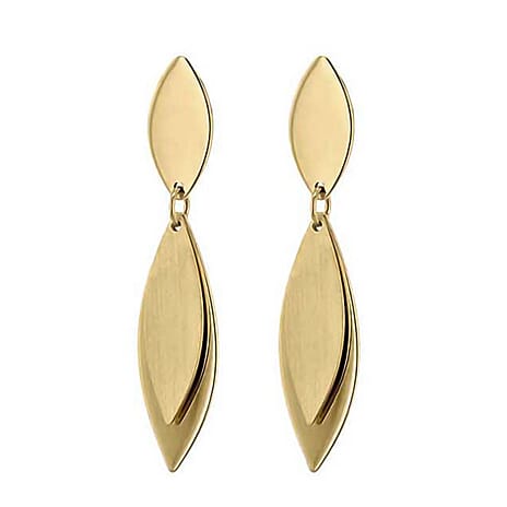9K Yellow Gold 6.5mm X 30mm Polished And Satin Triple Ellipses Drop Earrings