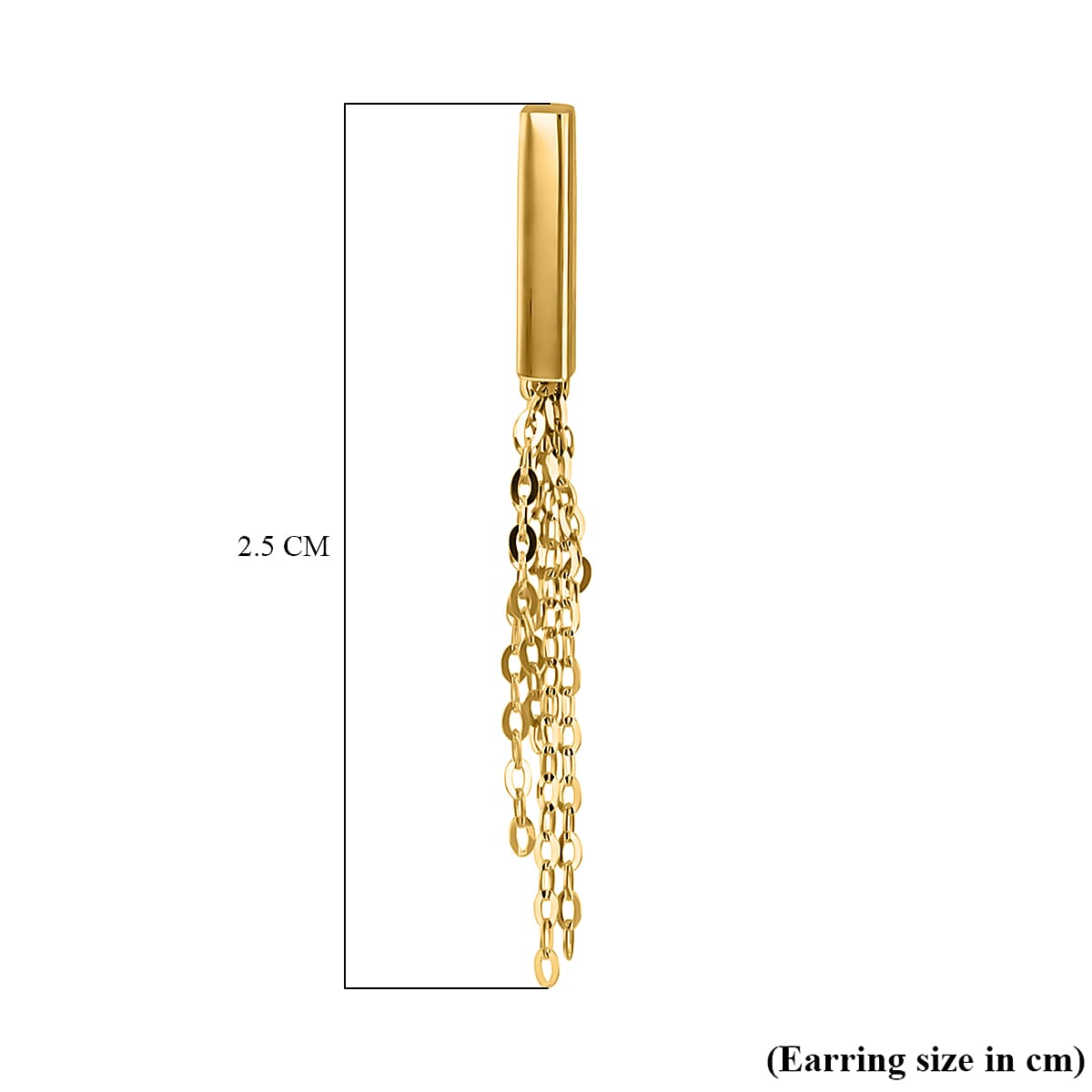 9K Yellow Gold 2.5mm X 16mm Bars With Tassle Earrings