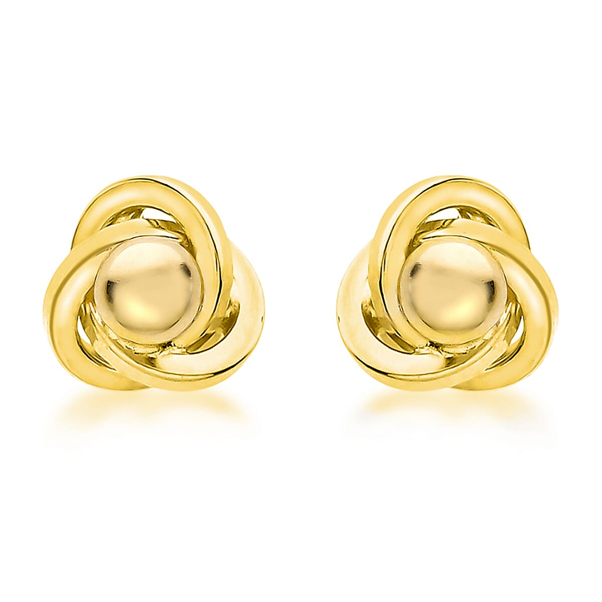 9K Yellow Gold 8mm Knot And Ball Stud Earrings