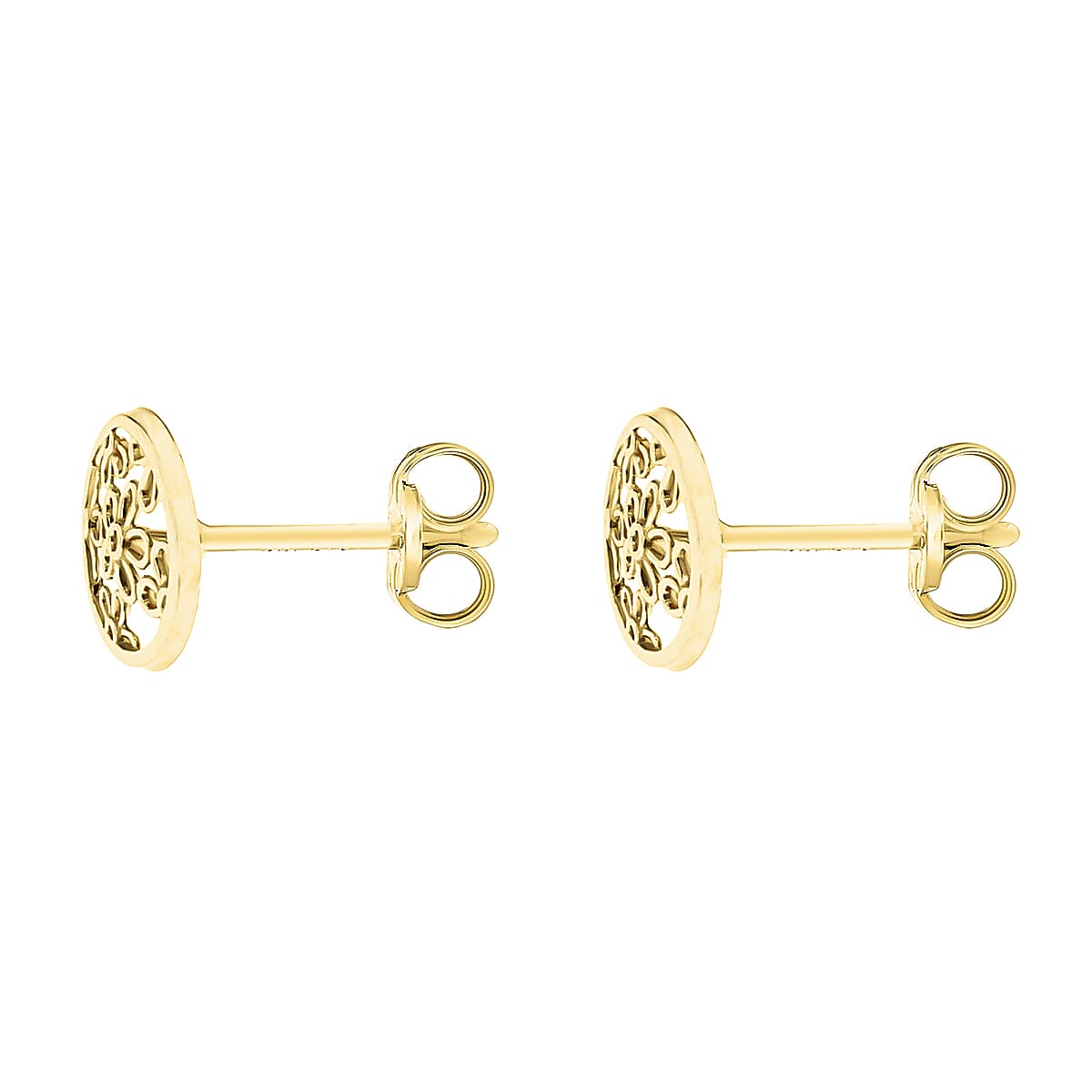 9K Yellow Gold 7mm Filigree Round Stud Earrings