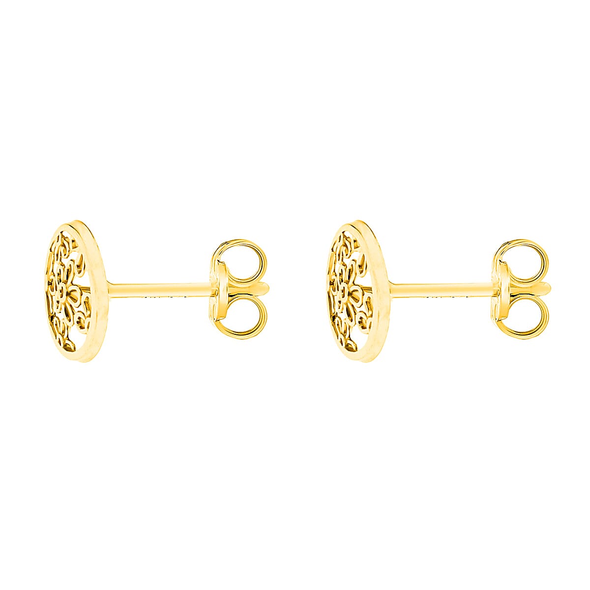 9K Yellow Gold 7mm Filigree Round Stud Earrings