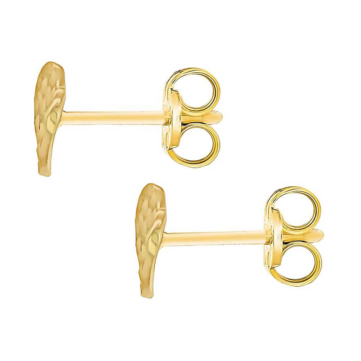 9K Yellow Gold 9mm X 7mm Diamond Cut Curved  'Heart' Stud Earring