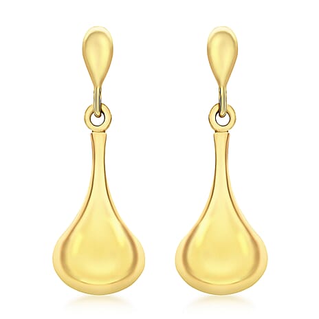 9K Yellow Gold 8mm X 22mm Bell Drop Earring