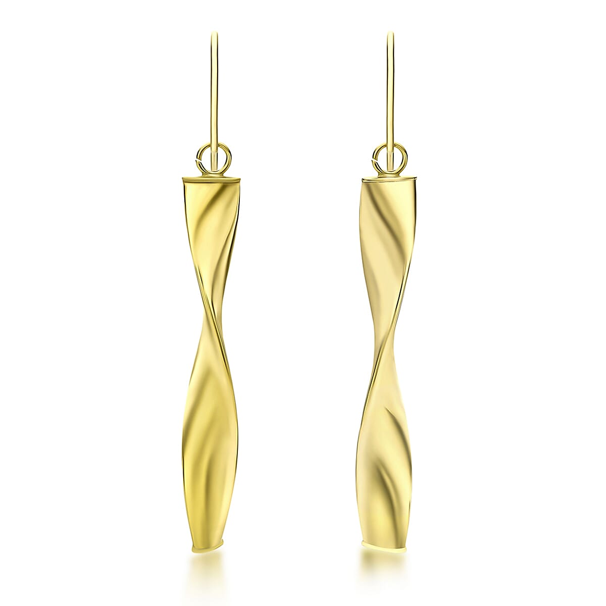9K Yellow Gold 6mm X 43mm Twist Drop Earrings