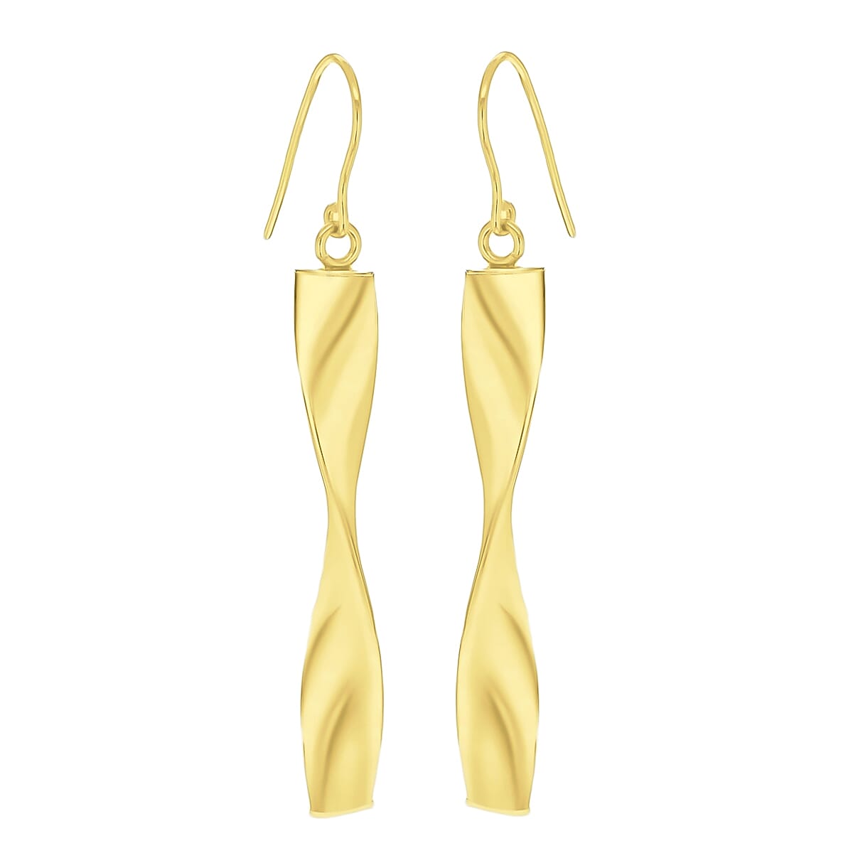 9K Yellow Gold 6mm X 43mm Twist Drop Earrings