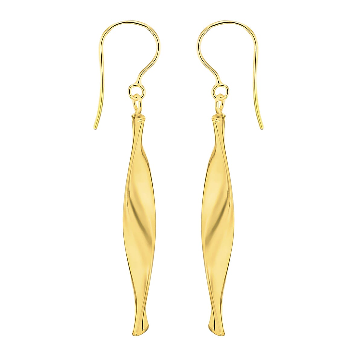 9K Yellow Gold 6mm X 43mm Twist Drop Earrings