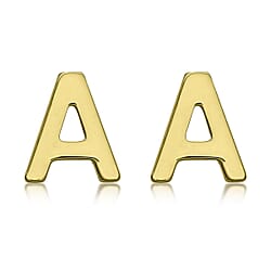 9K Yellow Gold 4mm X 5mm 'A' Initial Stud Earrings