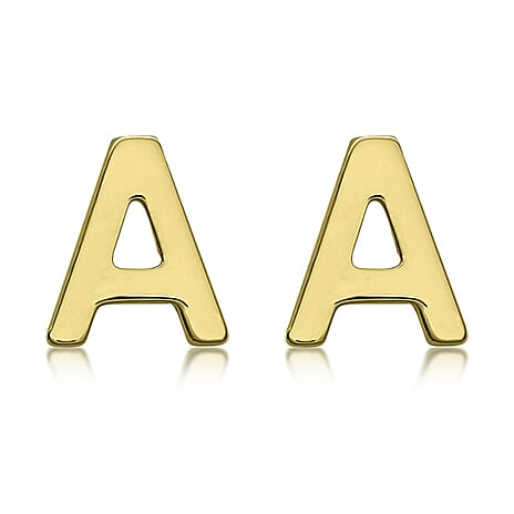 9K Yellow Gold 4mm X 5mm 'A' Initial Stud Earrings