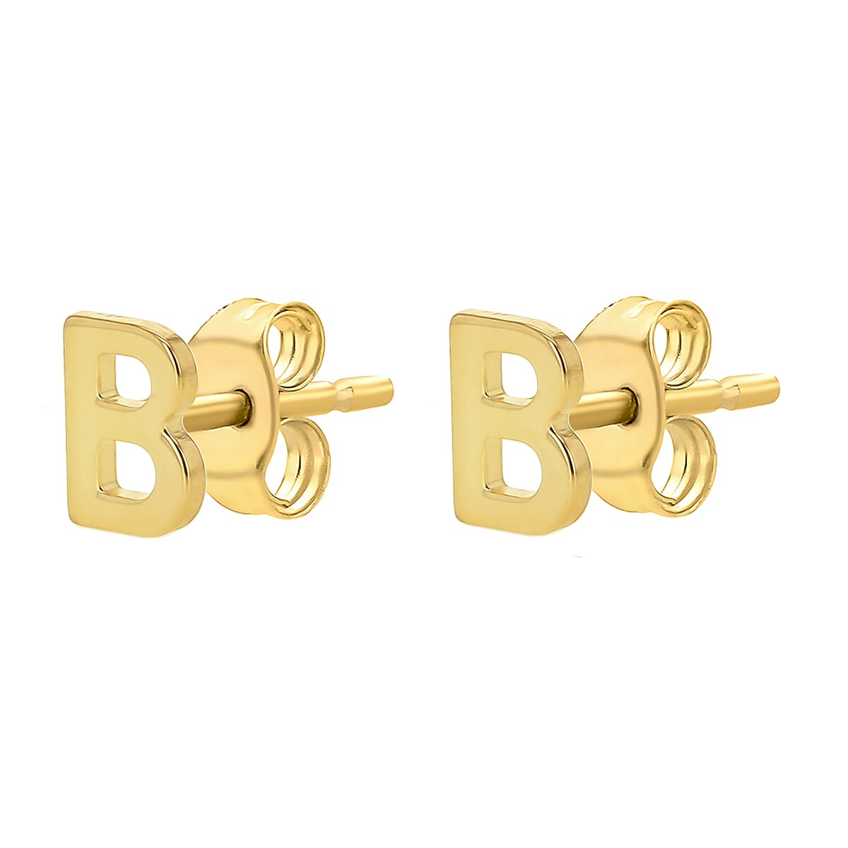 9K Yellow Gold 3.5mm X 5mm 'B' Initial Stud Earrings