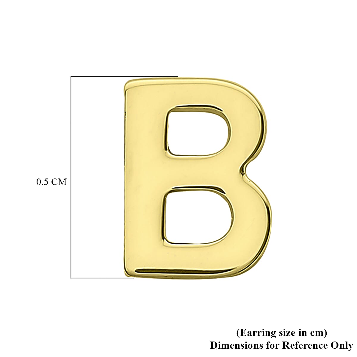 9K Yellow Gold 3.5mm X 5mm 'B' Initial Stud Earrings