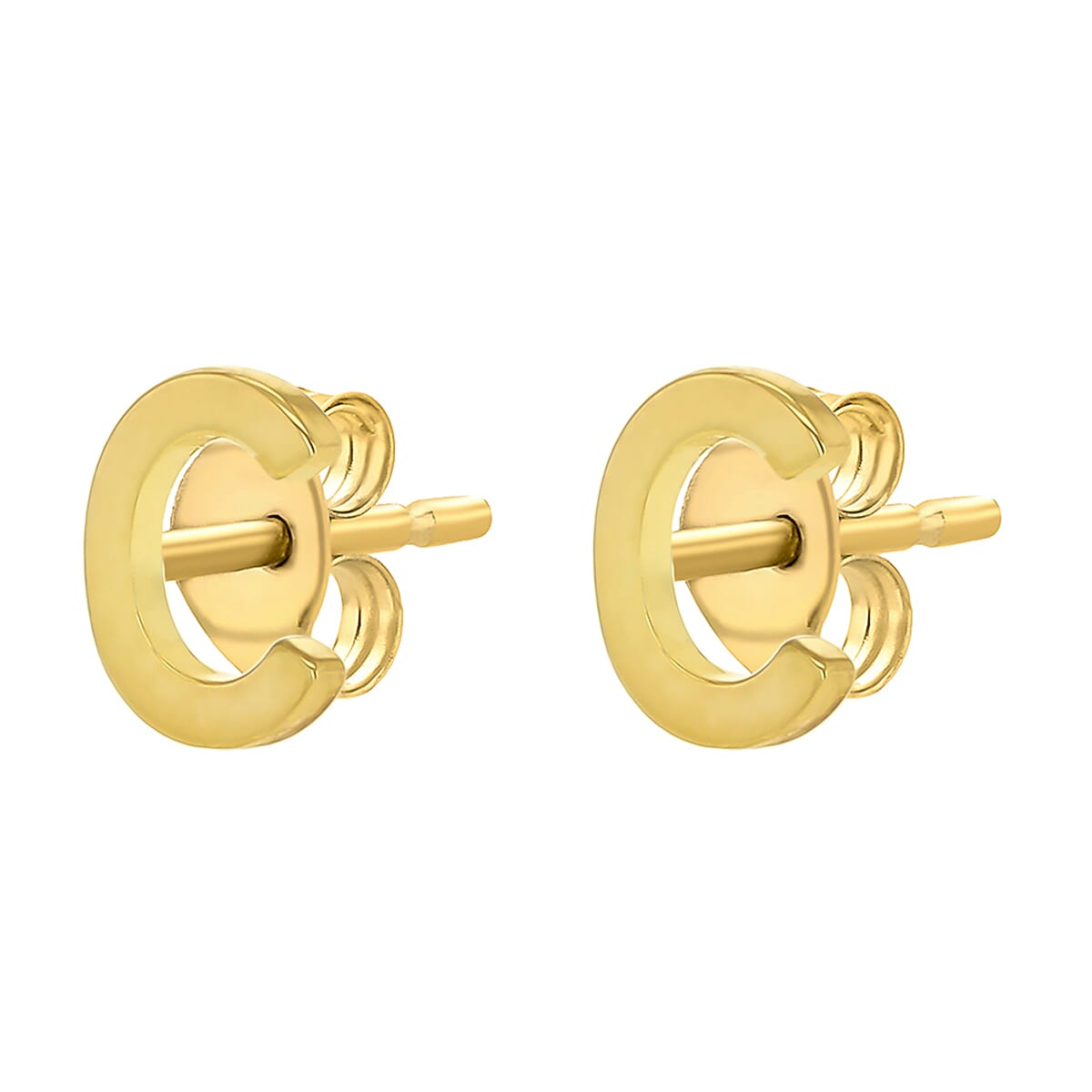 9K Yellow Gold 4mm X 5mm 'C' Initial Stud Earrings