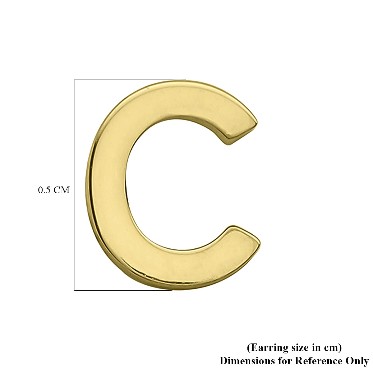 9K Yellow Gold 4mm X 5mm 'C' Initial Stud Earrings