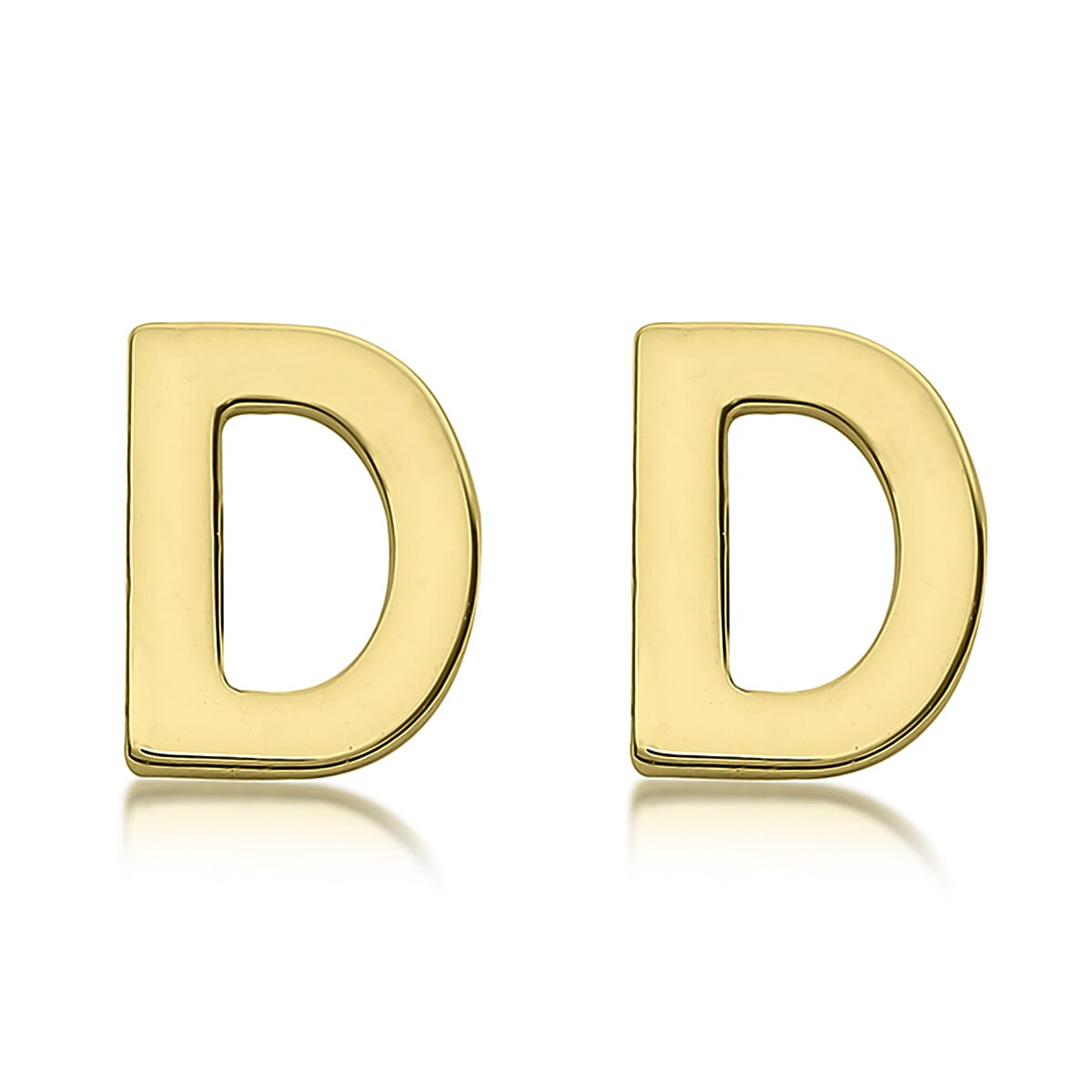 9K Yellow Gold 4mm X 5mm 'D' Initial Stud Earrings