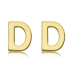 9K Yellow Gold 4mm X 5mm 'D' Initial Stud Earrings