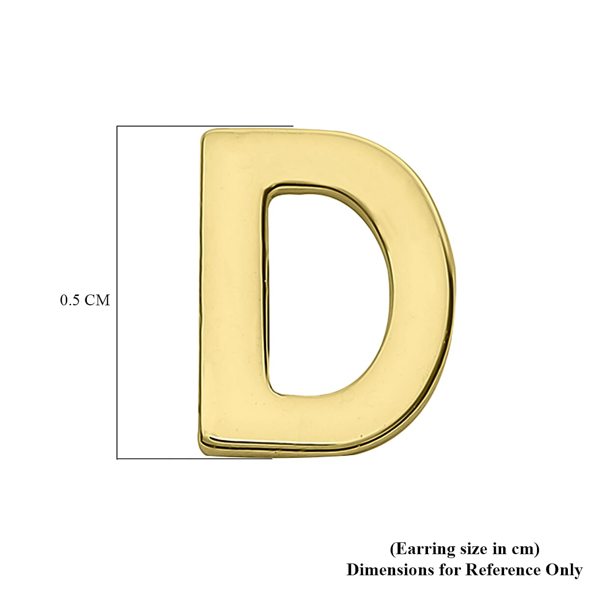 9K Yellow Gold 4mm X 5mm 'D' Initial Stud Earrings