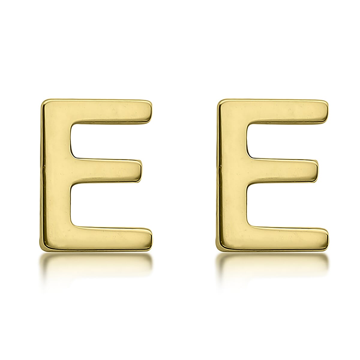 9K Yellow Gold 3.5mm X 5mm 'E' Initial Stud Earrings