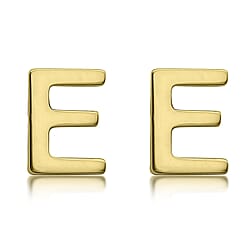 9K Yellow Gold 3.5mm X 5mm 'E' Initial Stud Earrings