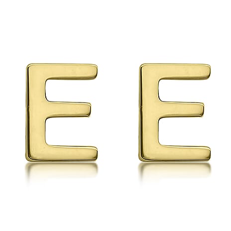9K Yellow Gold 3.5mm X 5mm 'E' Initial Stud Earrings