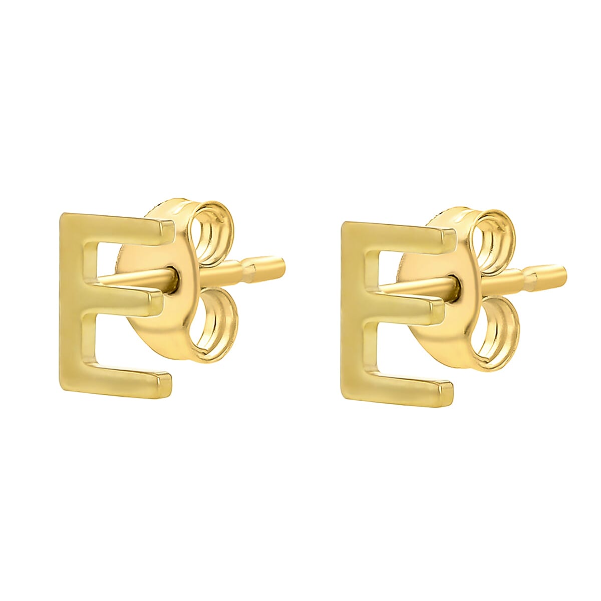 9K Yellow Gold 3.5mm X 5mm 'E' Initial Stud Earrings