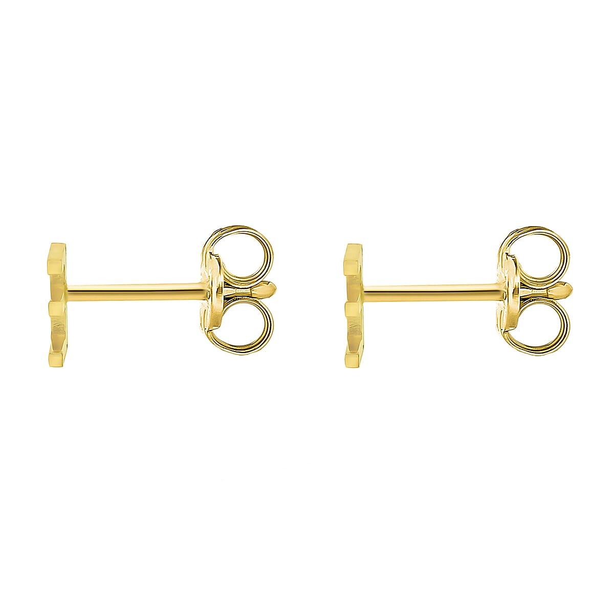 9K Yellow Gold 3.5mm X 5mm 'E' Initial Stud Earrings