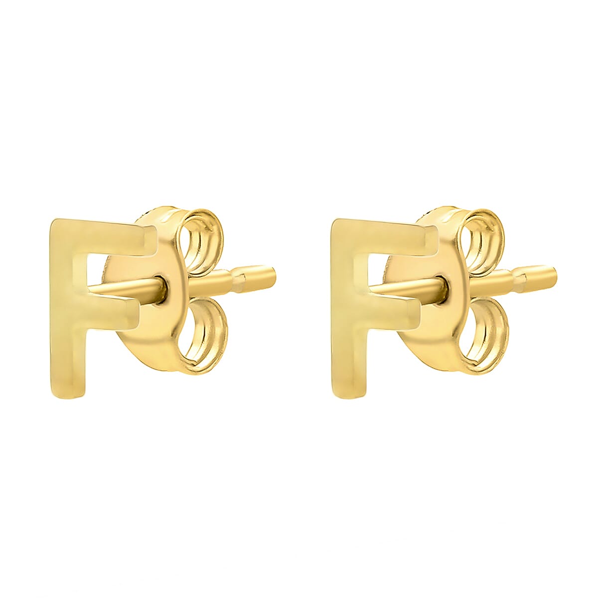 9K Yellow Gold 3.5mm X 5mm 'F' Initial Stud Earrings