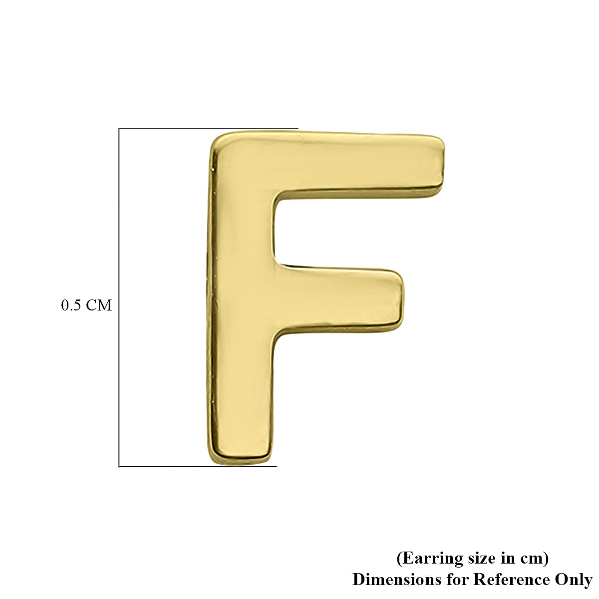 9K Yellow Gold 3.5mm X 5mm 'F' Initial Stud Earrings