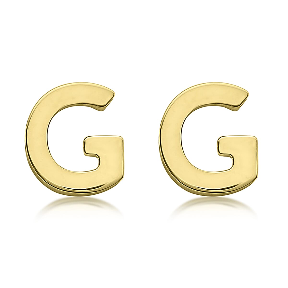 9K Yellow Gold 4.5mm X 5mm 'G' Initial Stud Earrings