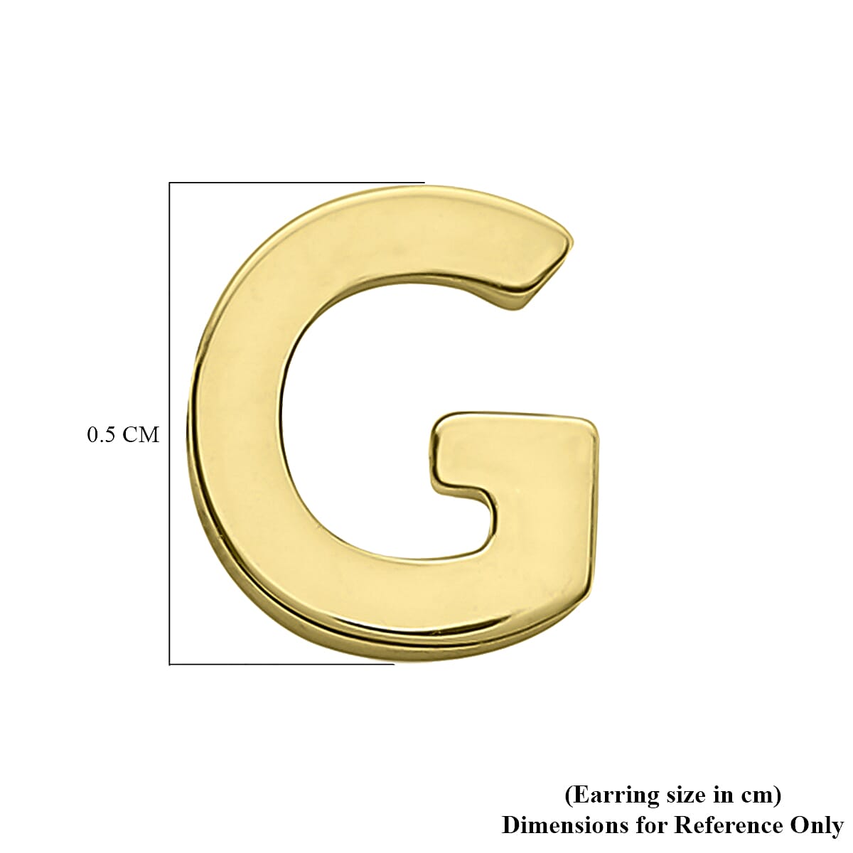 9K Yellow Gold 4.5mm X 5mm 'G' Initial Stud Earrings