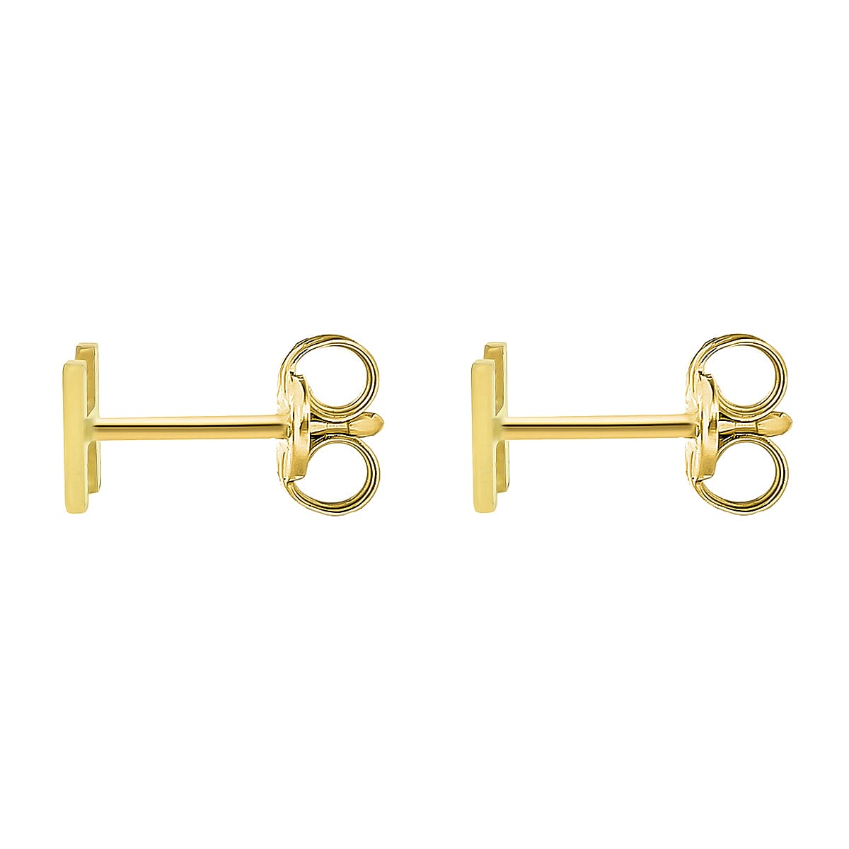9K Yellow Gold 4mm X 5mm 'H' Initial Stud Earrings