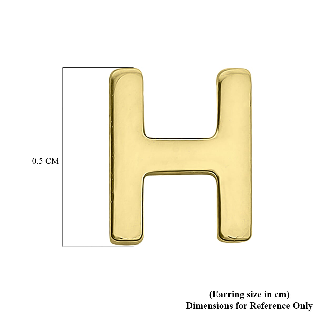 9K Yellow Gold 4mm X 5mm 'H' Initial Stud Earrings