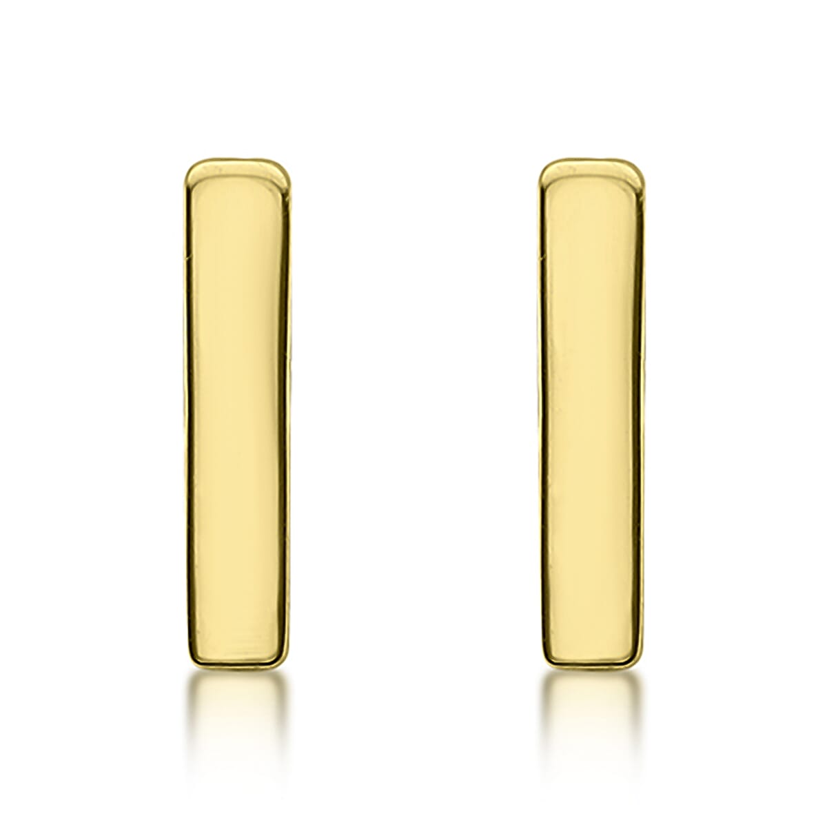 9K Yellow Gold 1mm X 5mm 'I' Initial Stud Earrings